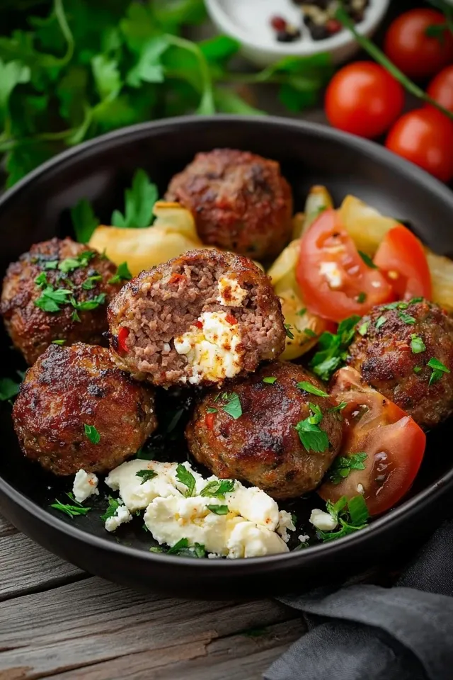 Saftige Bifteki: Griechische Frikadellen mit Schafskäse