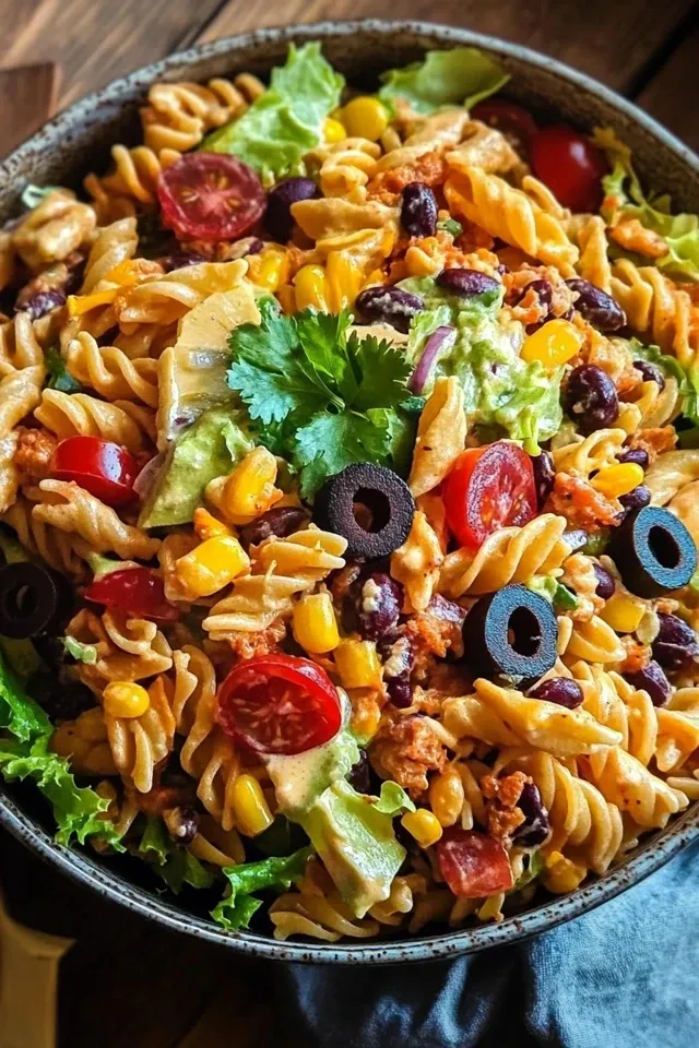 Bunter Taco-Nudelsalat mit würzigem Rindfleisch