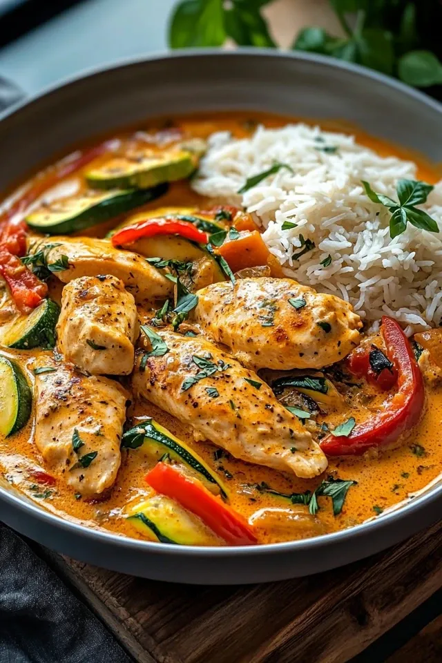 Cremiges Paprika-Zucchini-Hähnchen: Einfach & Lecker