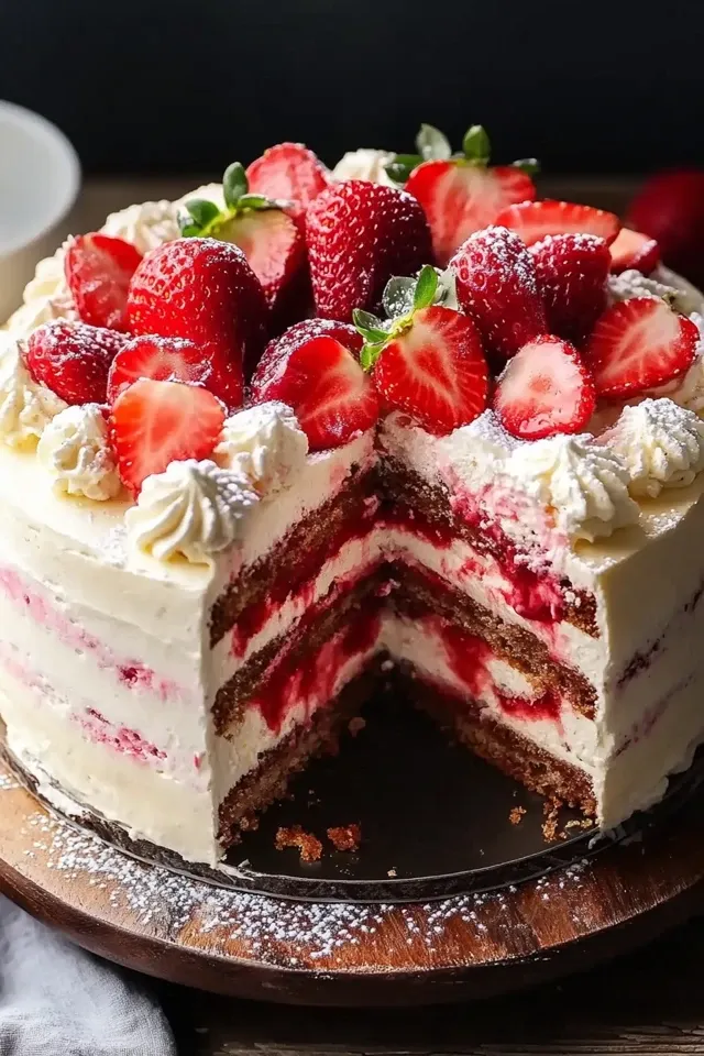 Erdbeer Mascarpone Torte mit weißer Schokolade