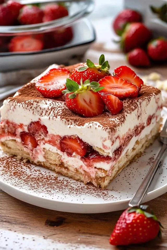 Cremiges Erdbeertiramisu ohne Backen – Einfaches Dessert