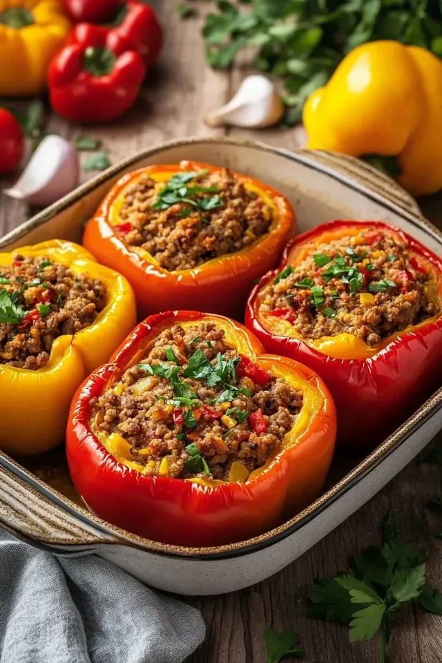 Klassisch gefüllte Paprika mit herzhaftem Rinderhack