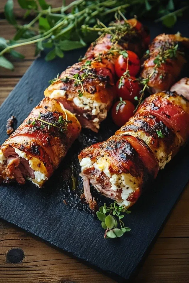 Gegrillte Feta-Rinderschinkenröllchen: Ein Genuss