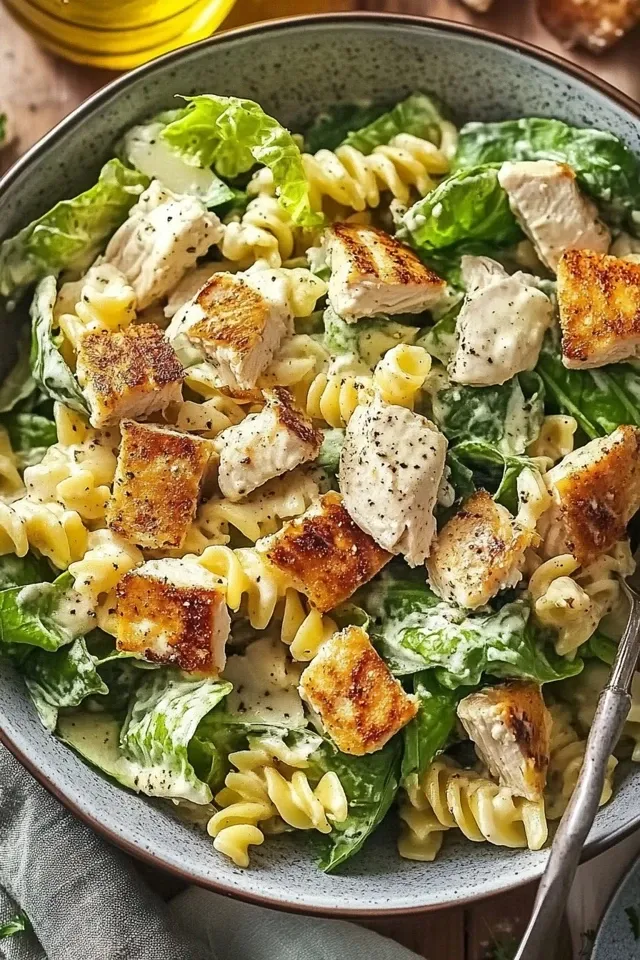 Hähnchen Caesar Nudelsalat: Schnelles Abendessen in 30 Min.