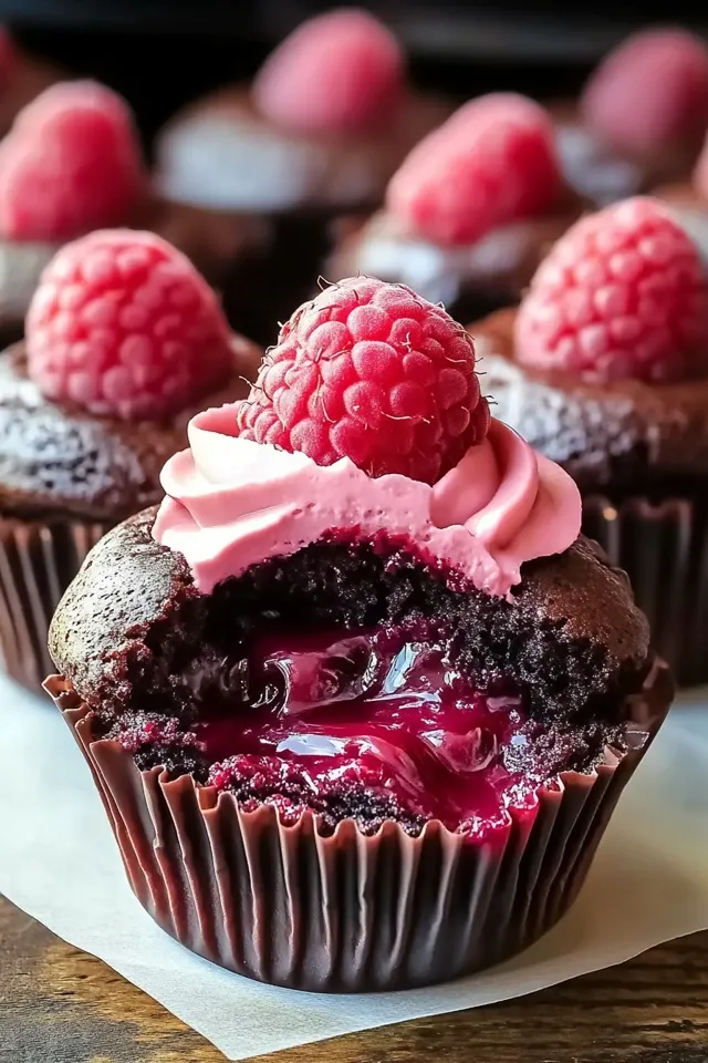 Dekadente Himbeer-Schokoladen-Lava-Cupcakes