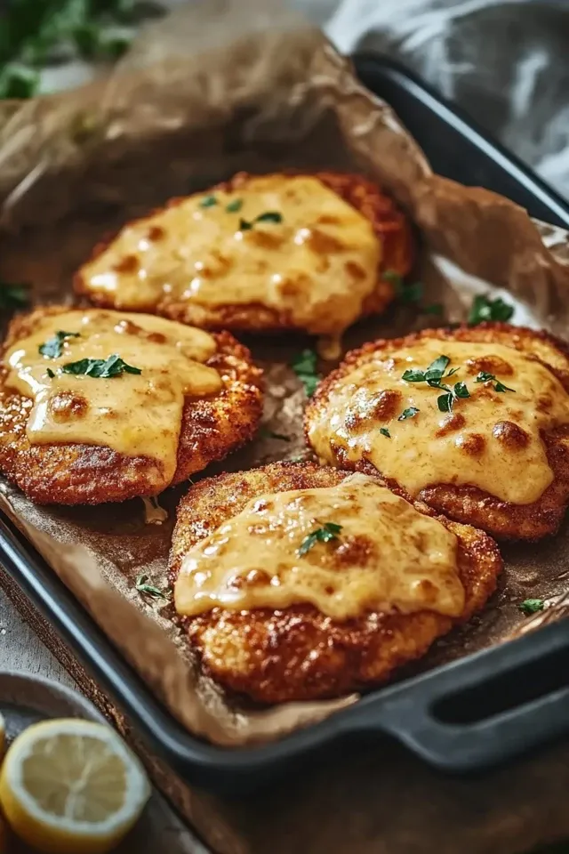 Köstliche Überbackene Partyschnitzel aus dem Ofen