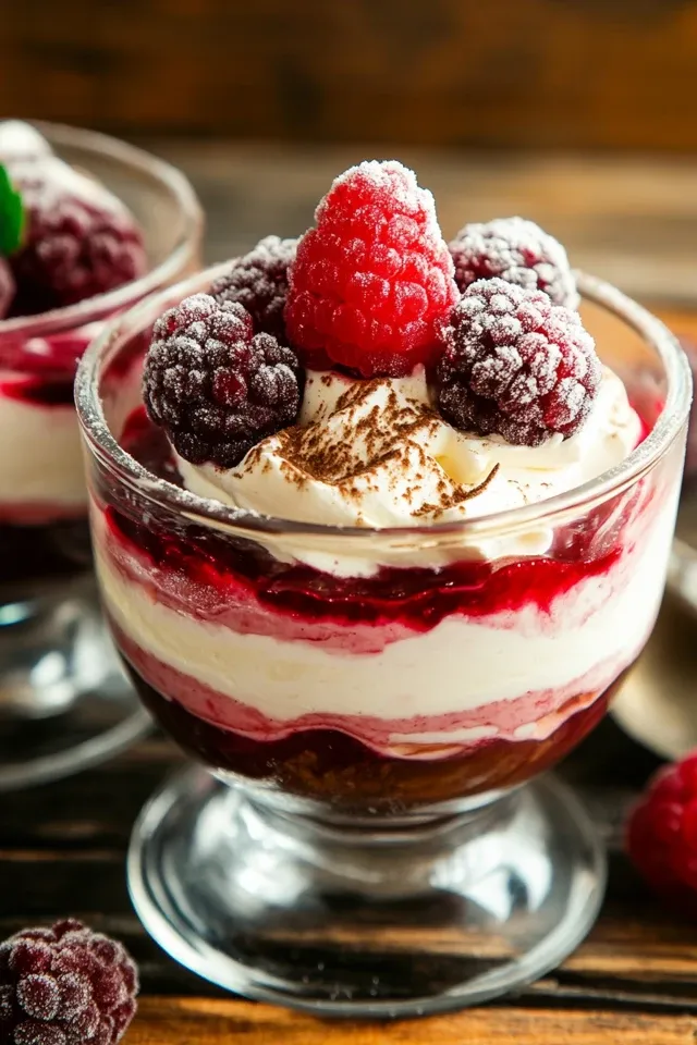 Cremiger Mascarpone Nachtisch mit gefrorenen Früchten