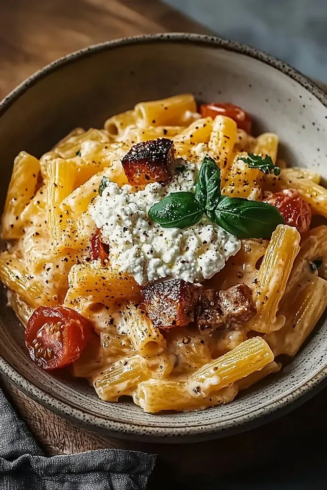 Cremige Protein Nudeln mit Hüttenkäse – High Protein Rezept
