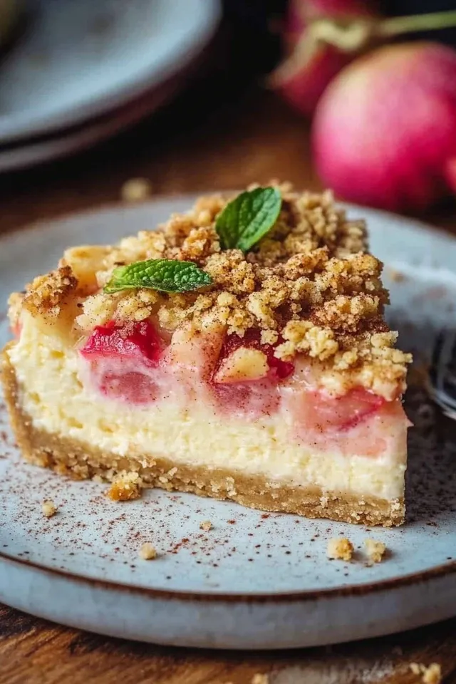 Perfekter Rhabarber Käsekuchen mit knusprigen Streuseln