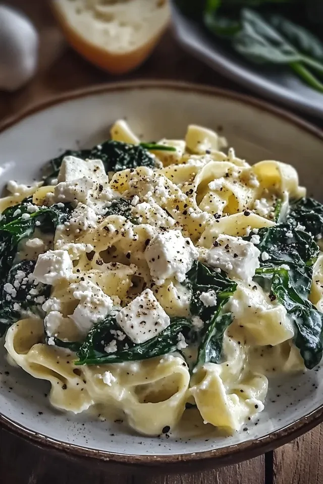 Cremige Spinat und Feta Pasta: Einfaches Abendessen