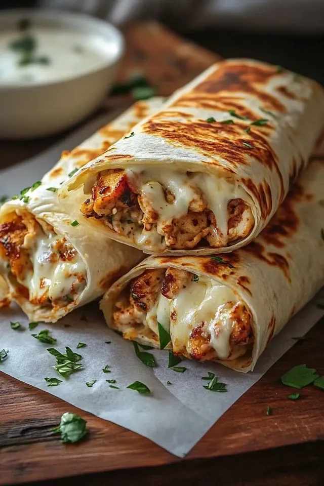 Zartschmelzende Käse-Knoblauch Hähnchen-Wraps Rezept