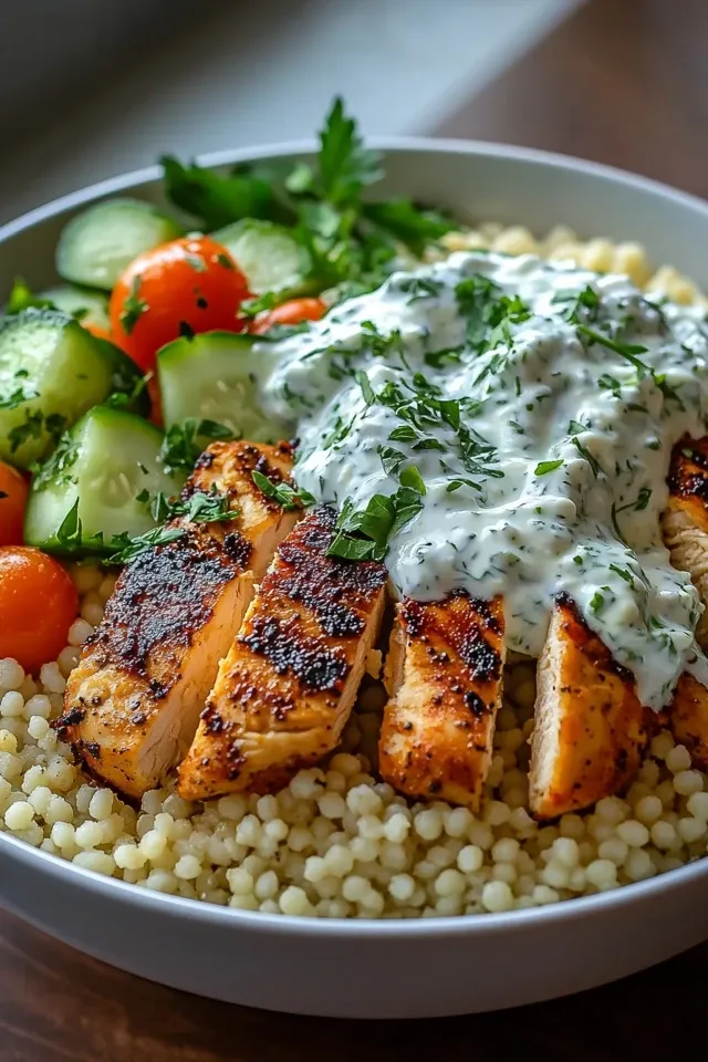 Aromatische Hähnchen-Couscous Bowls mit cremigem Tzatziki