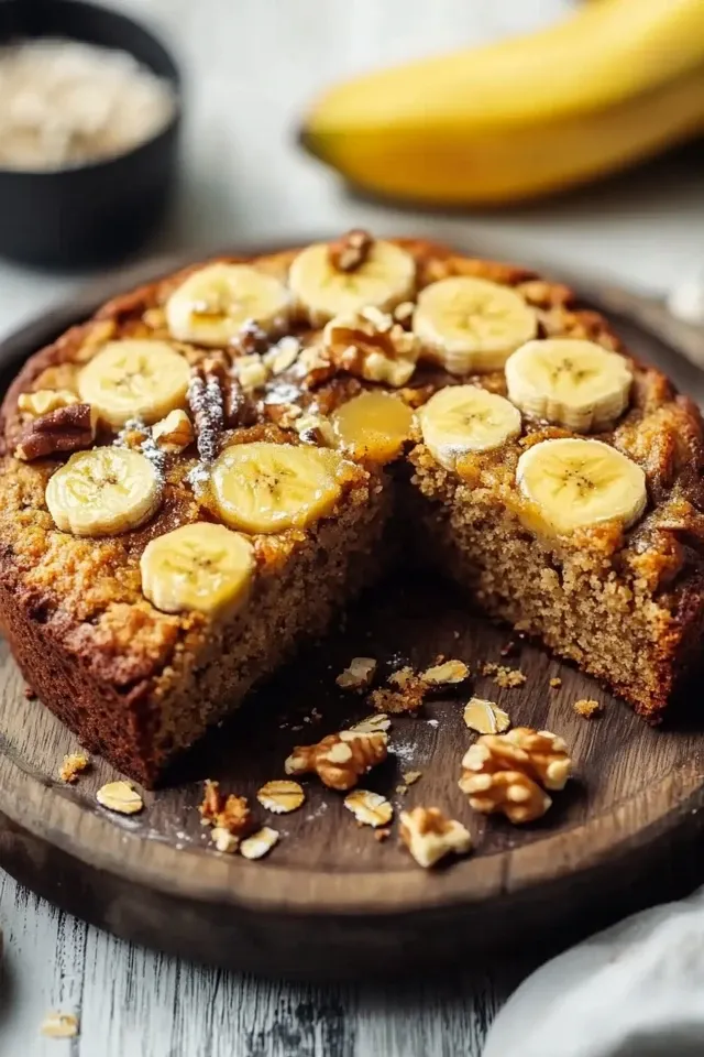 Saftiger Bananen-Nuss-Haferflocken-Kuchen ohne Zucker