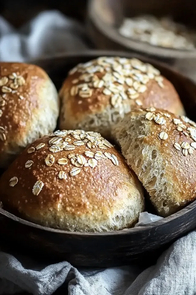 Saftige Quark-Haferflocken Brötchen ohne Hefe & Mehl