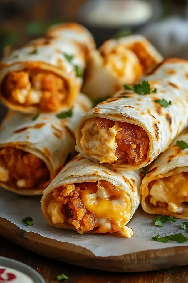 Knusprige Air Fryer Hot Chicken & Käse Wraps