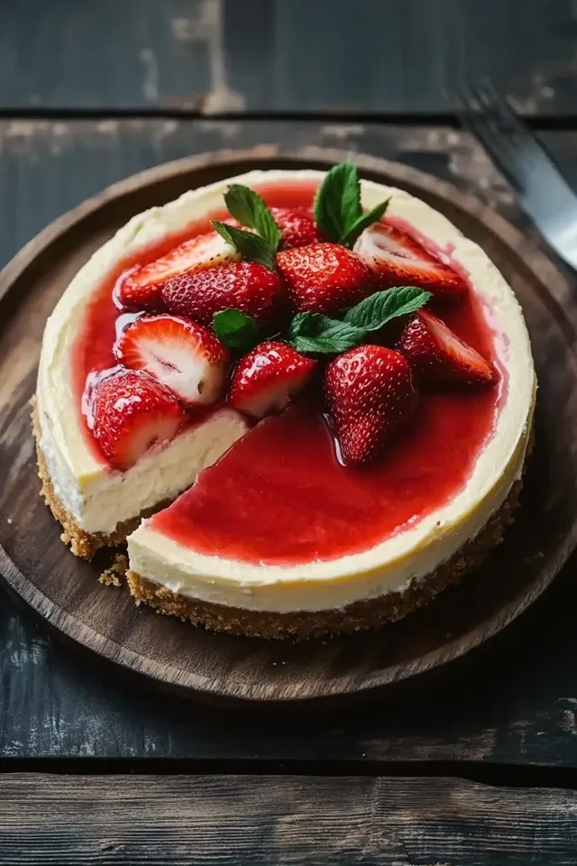 Perfekter Erdbeer Cheesecake mit Keksboden