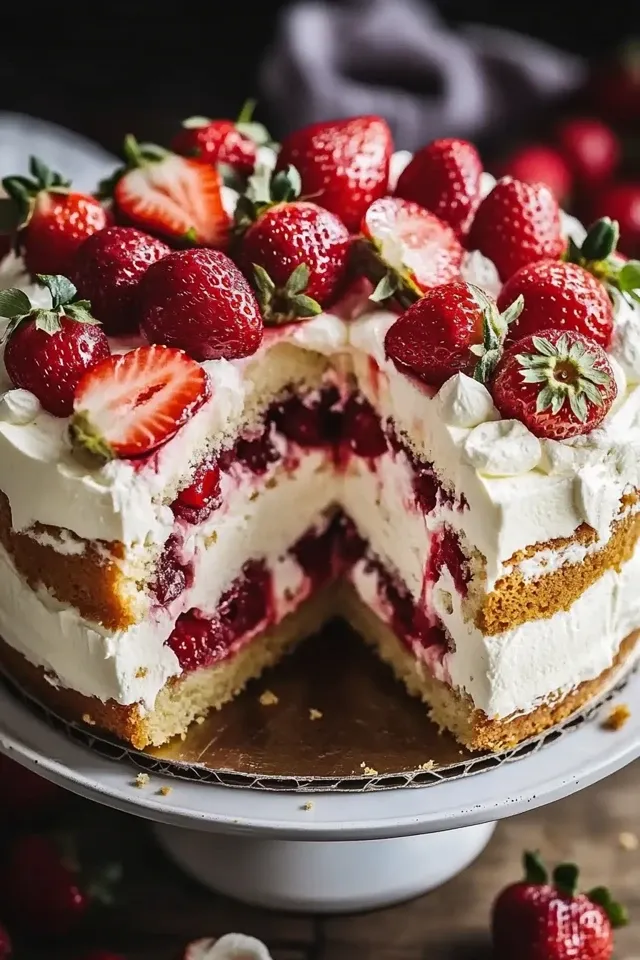Cremige Erdbeer-Mascarpone-Torte mit weißer Schokolade