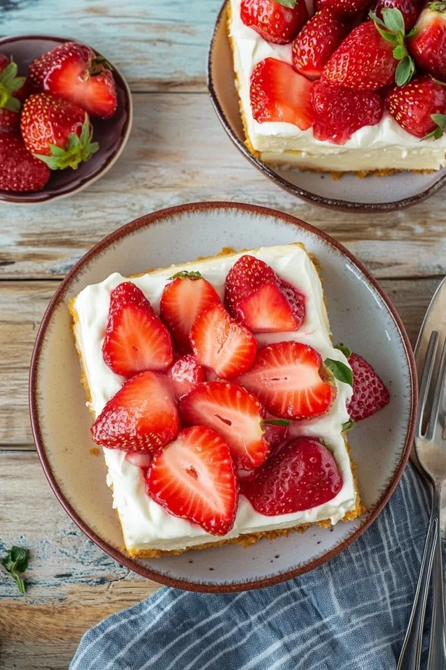 Erdbeerschnitten mit Pudding-Schmand-Creme