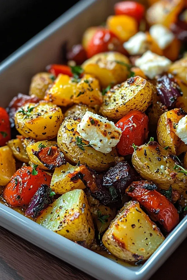 Ofen Feta Kartoffeln mit buntem Gemüse – Einfach & Lecker