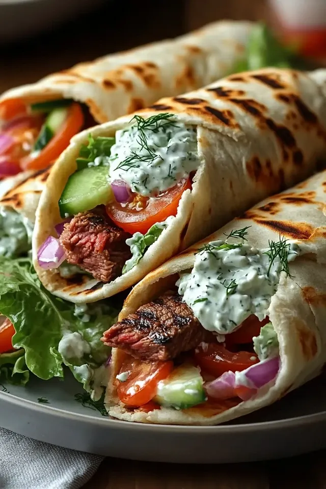 Köstliche Griechische Kipwraps mit Tzatziki