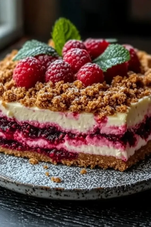 Himbeer Streusel Kuchen mit Joghurt Cheesecake