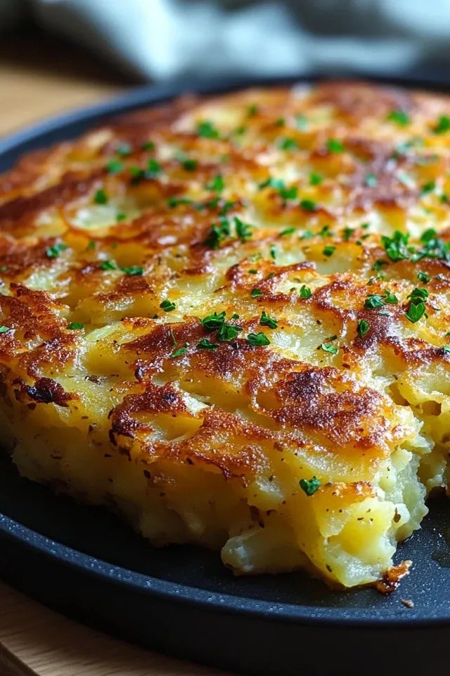 Herzhafter Hüttenkäse Kartoffelrösti Auflauf