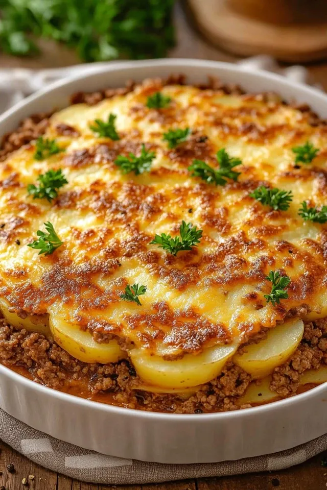 Herzhafter Kartoffelauflauf mit Rinderhackfleisch