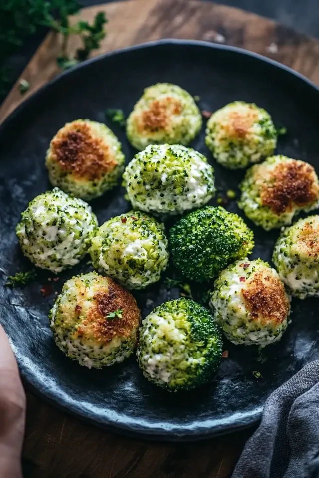 Knusprige Low Carb Brokkoli-Hüttenkäse Bällchen