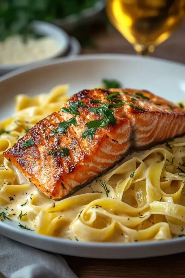 Cremiges Lachsfilet mit Bandnudeln: Ein edles Abendessen