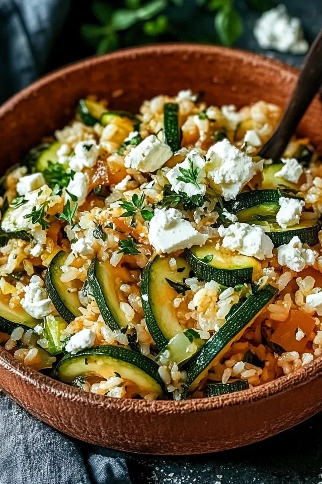 Mediterrane Zucchini-Reis-Pfanne mit Feta: Einfach & Lecker