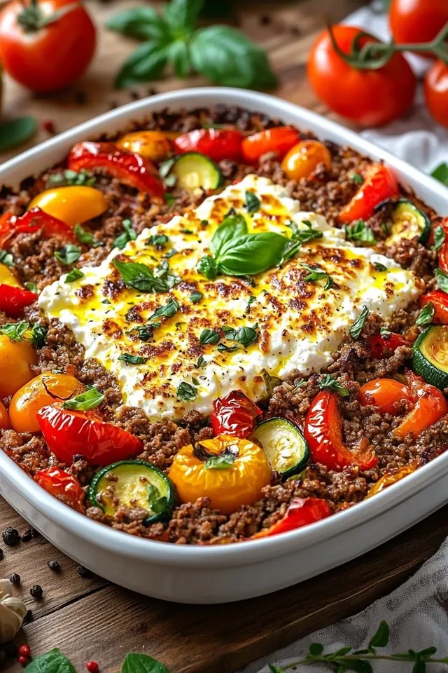Ofen-Feta mit Gemüse und Hack: Ein herzhaftes Rezept