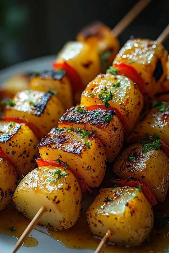 Saftige Gegrillte Honig-Senf Kartoffelspieße Rezept