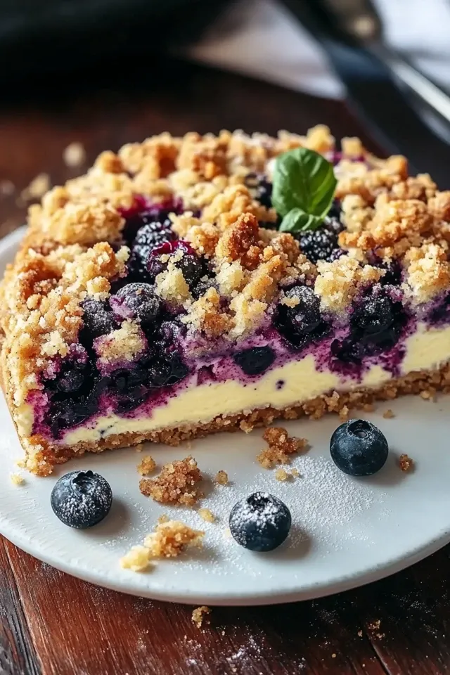 Schneller Blaubeer-Quark-Kuchen mit Streuseln