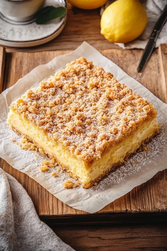 Saftiger Blechkuchen mit Pudding und Streuseln