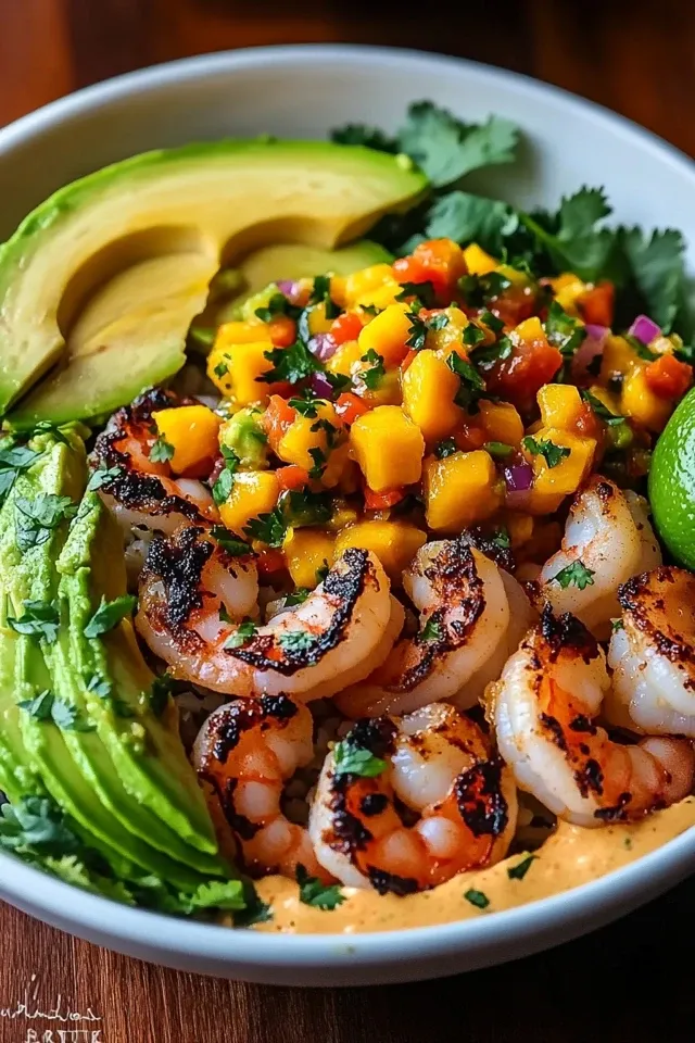 Beef-Avocado-Bowls mit Mango-Salsa und Limetten-Chili-Sauce