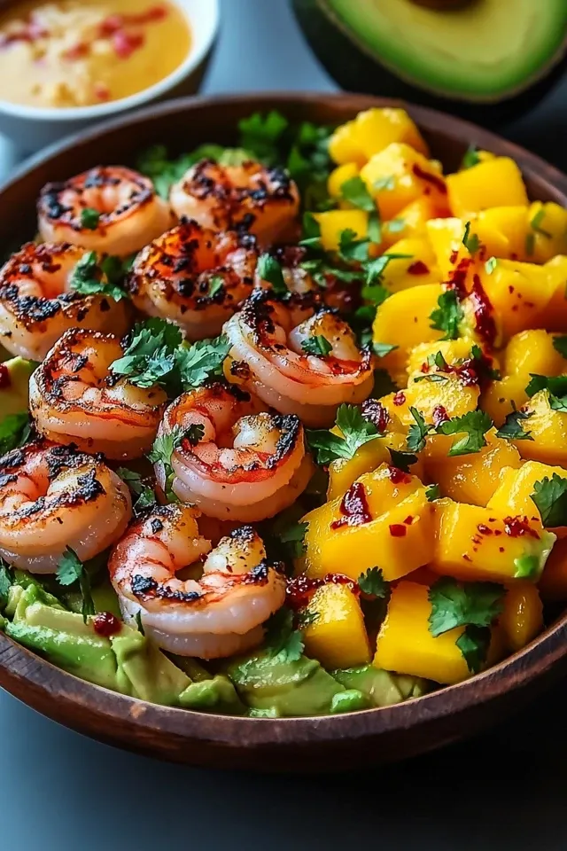 Avocado- und Rinder-Bowls mit Mango-Salsa