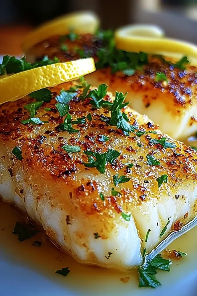 Zitronen-Knoblauch-Butter-Kabeljau mit Knuspriger Haut