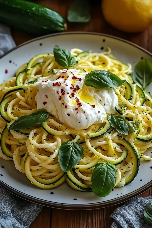 Zitronen Zucchini Pasta mit Burrata – Frisch und Lecker