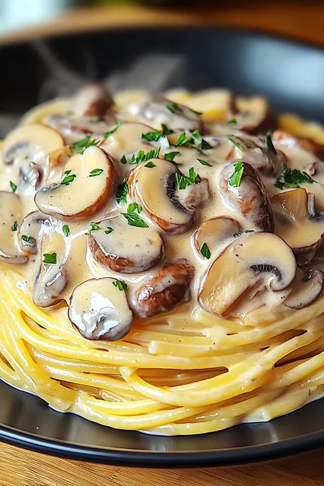 Cremige Spaghetti mit Champignon-Sahnesauce