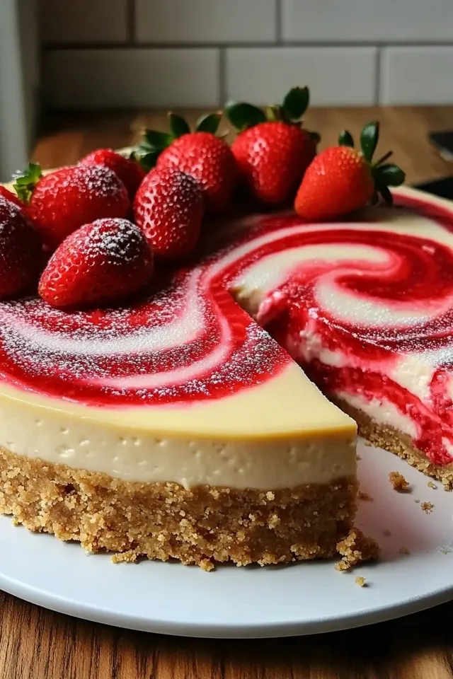 Erdbeerwirbel Käsekuchen – himmlisch und einfach