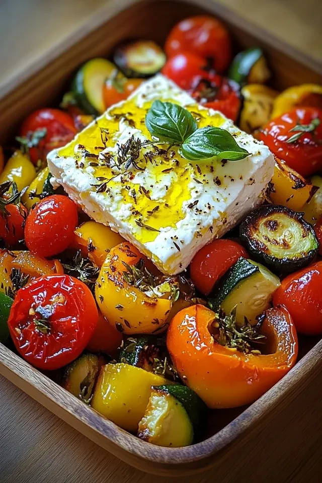 Gebackener Feta auf mediterranem Gemüse – ein Genuss