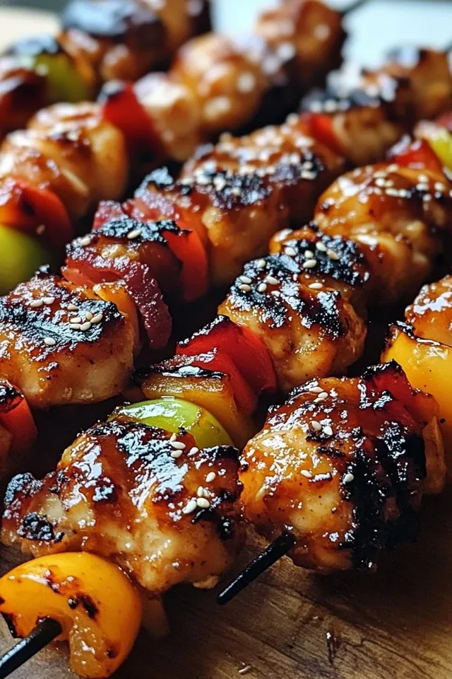 Gegrillte Honig-BBQ-Beef-Hühnchen-Spieße einfach zubereiten