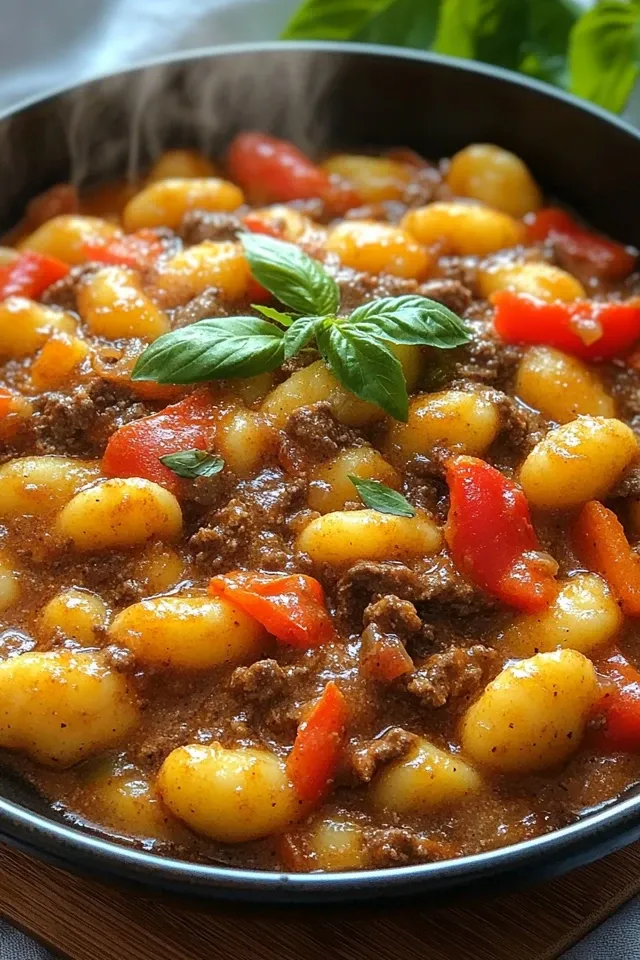 Gnocchi Pfanne mit saftigem Rindfleisch