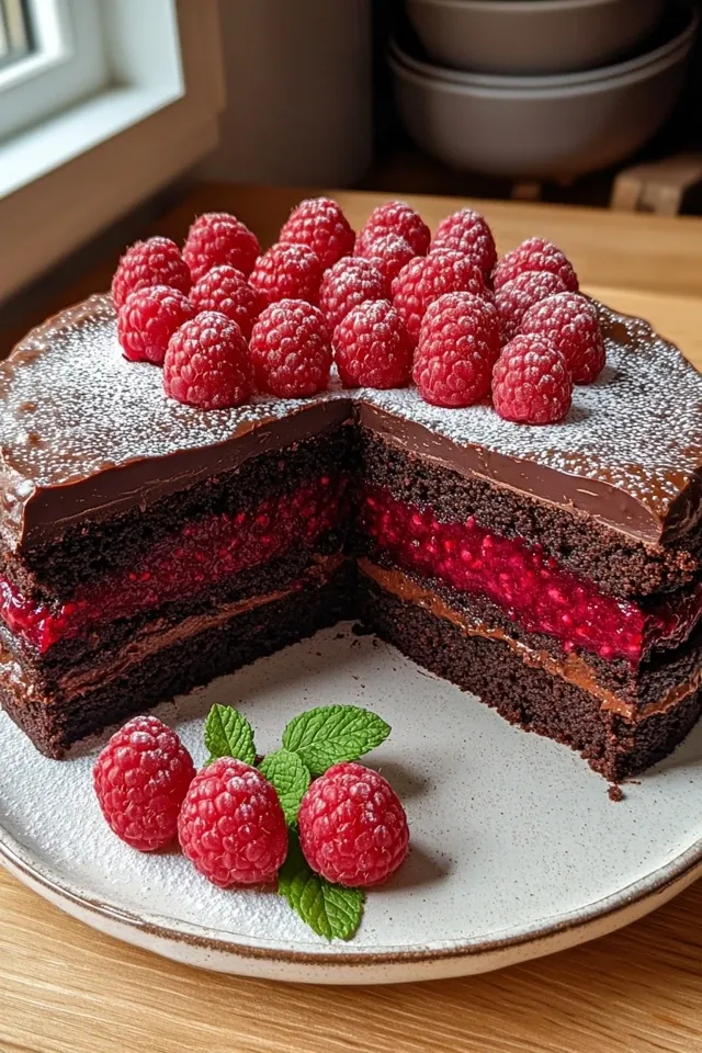 Himbeer-Schoko-Brownie-Torte für besondere Anlässe