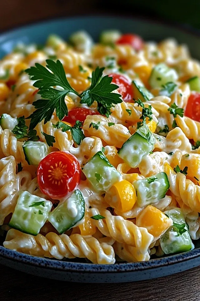 Kinder Nudelsalat mit Frischkäse für die ganze Familie