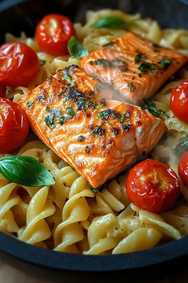 Ofen-Lachs-Pasta mit Tomaten – Einfach & Köstlich