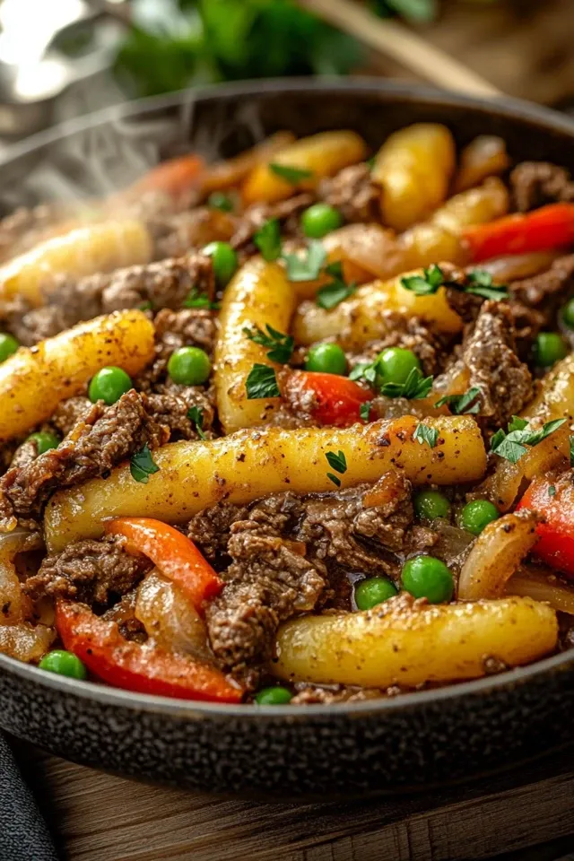 Herzhafte Schupfnudelpfanne mit Hackfleisch
