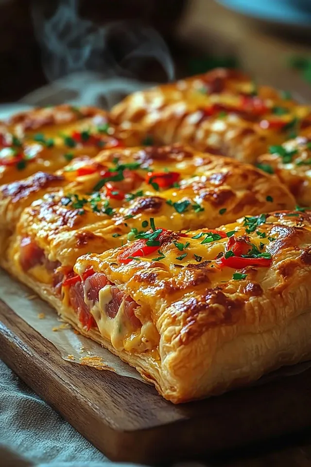 Köstliche Thunfisch-Blätterteig-Taschen mit Käse und Paprika