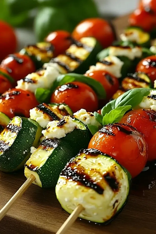 Vegetarische Zucchini-Feta-Spieße für jeden Anlass