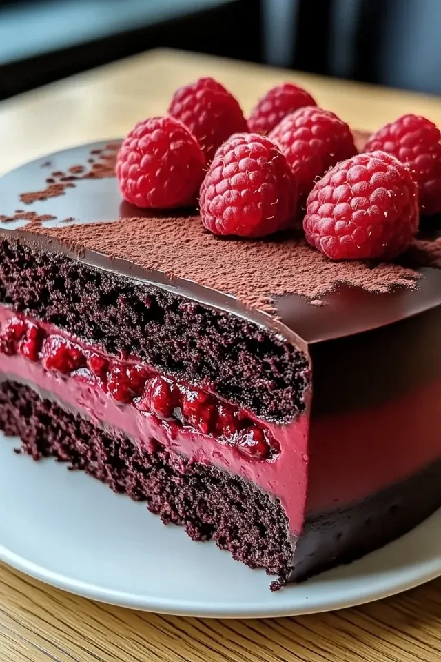 Himmlische Dunkle Schokoladen-Beeren-Mousse-Torte